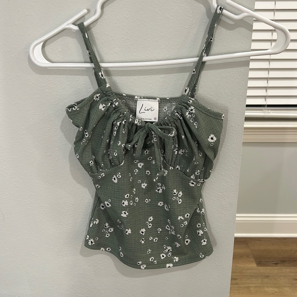 Green tank top with flowers